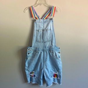 PRIDE, rainbow jean overall shorts xs women